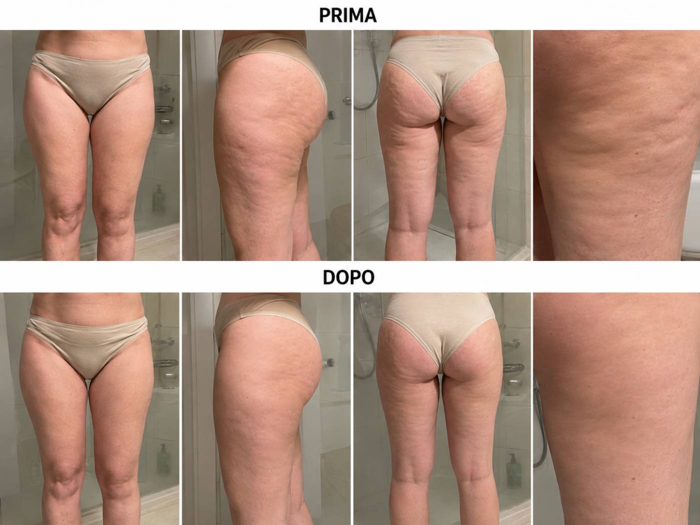 Prima e dopo Drenéa — cellulite e gambe gonfie