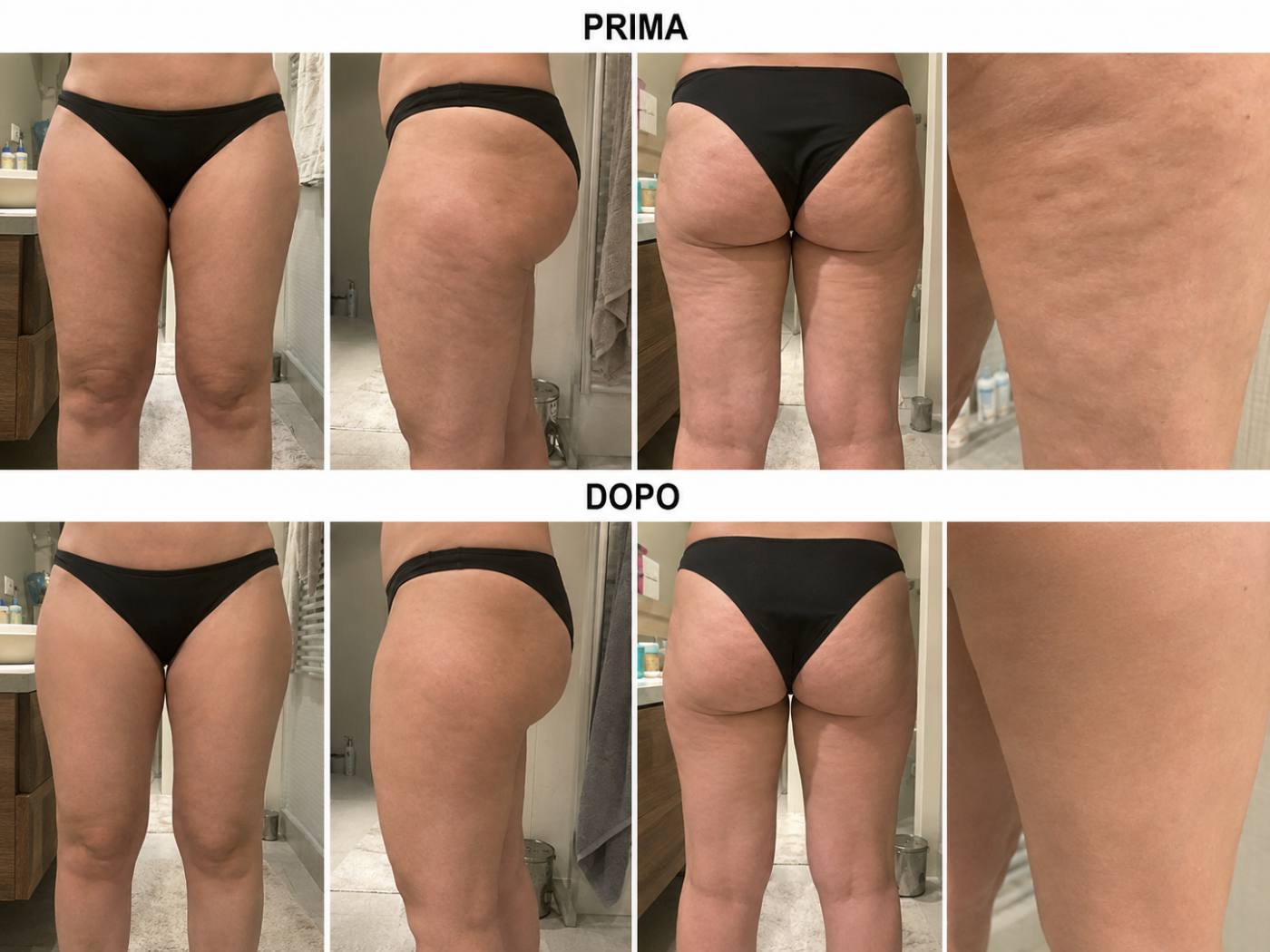 Prima e dopo Drenéa — cellulite e gambe gonfie