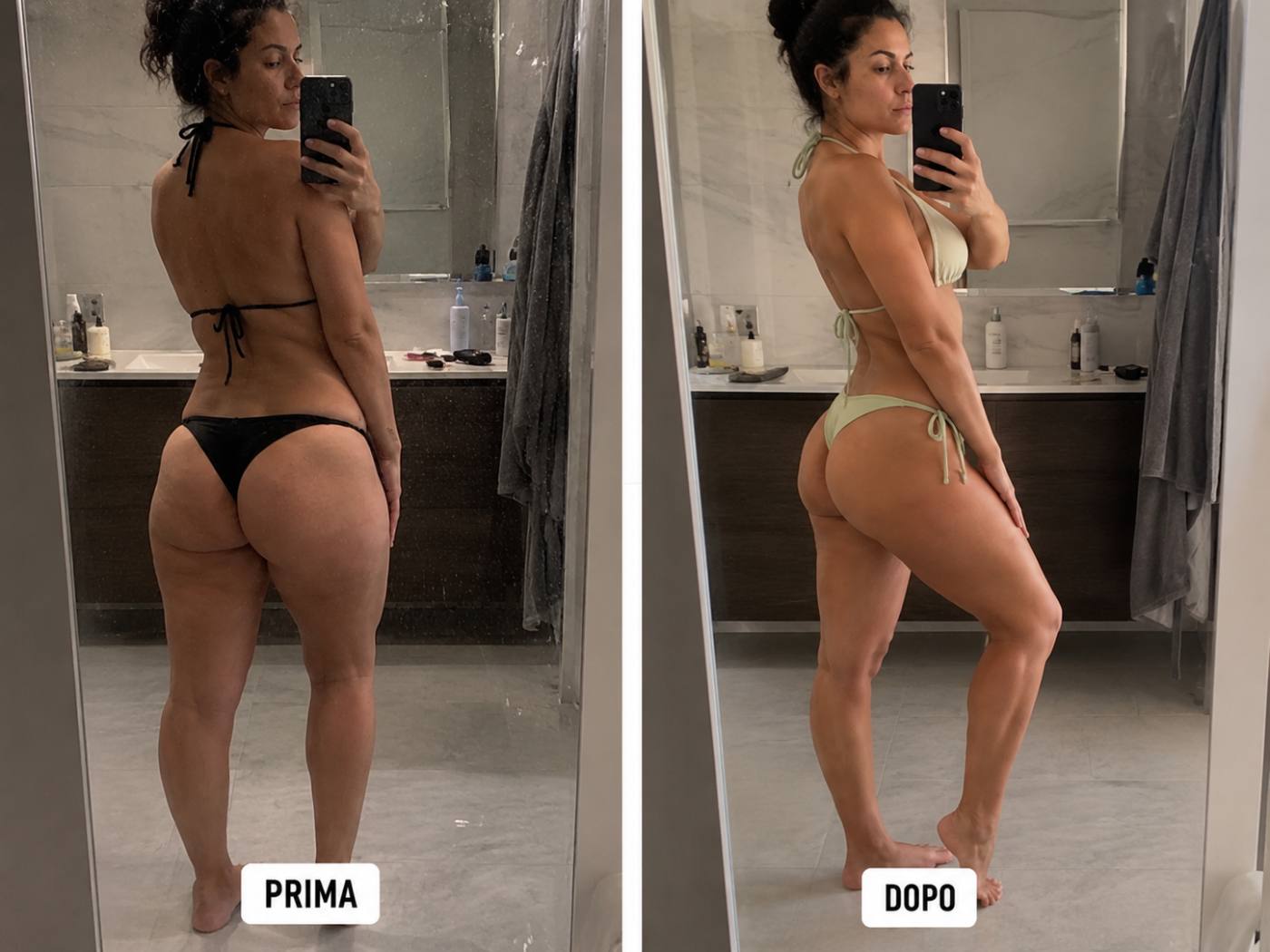 Prima e dopo Drenéa — cellulite e gambe gonfie