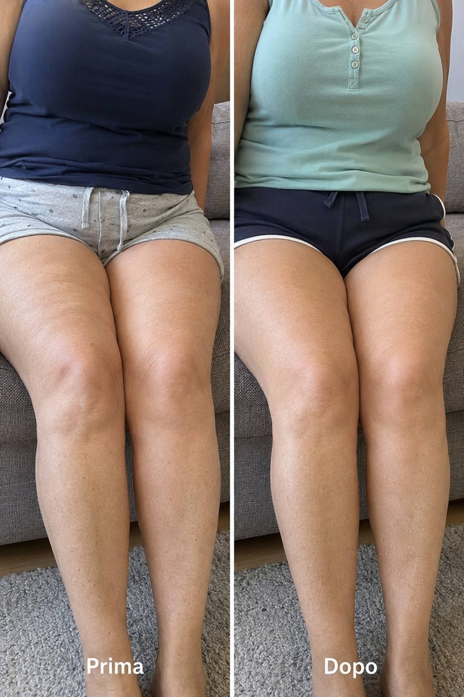 Prima e dopo Drenéa — cellulite e gambe gonfie